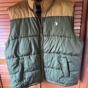 U.S. Polo Assn. Olive and Khaki Puffer Vest Size XXL